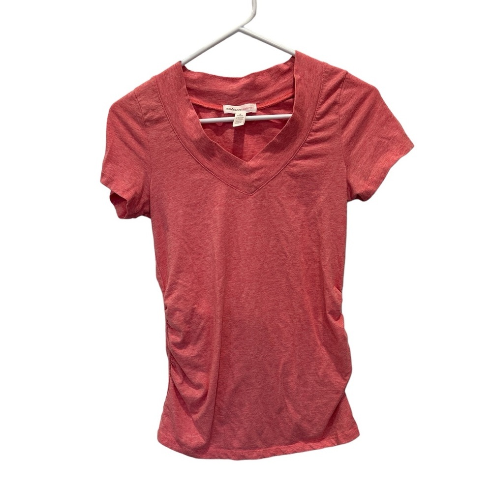🌺Ambiance Red Fitted Short Sleeve Maternity T-Shirt